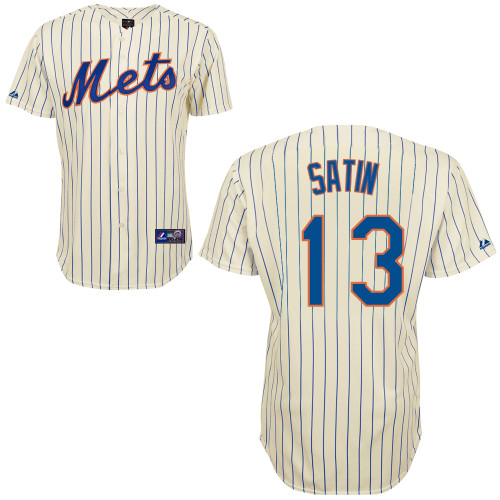 Josh Satin #13 Youth Baseball Jersey-New York Mets Authentic Home White Cool Base MLB Jersey